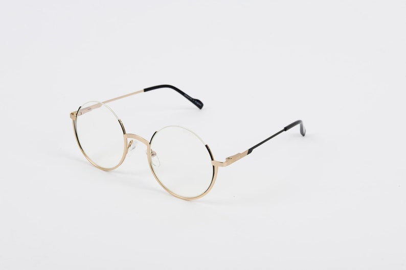 Handmade Gold Round Metal Supra Glasses for Men
