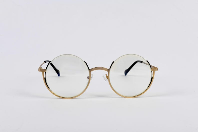 Handmade Gold Round Metal Supra Glasses for Men