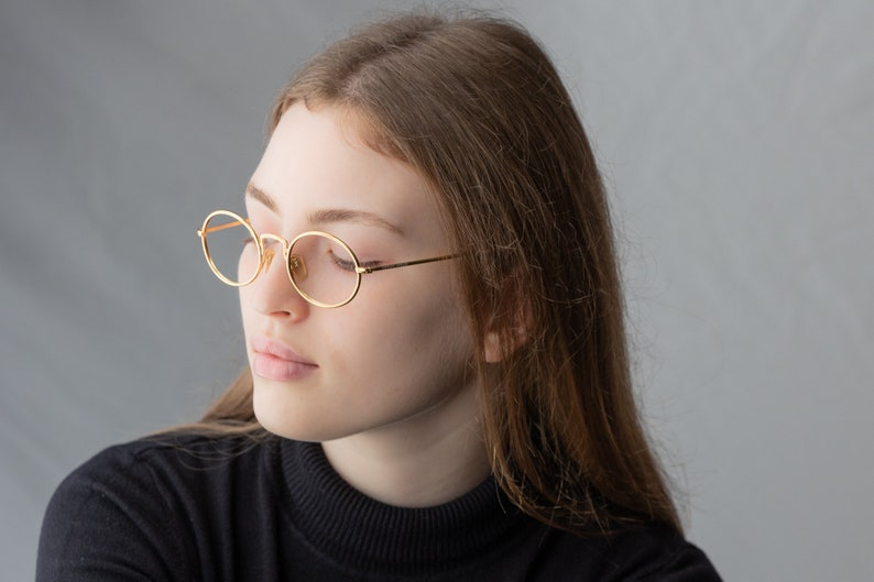 Natkalet vintage oval eyeglasses small gold metal