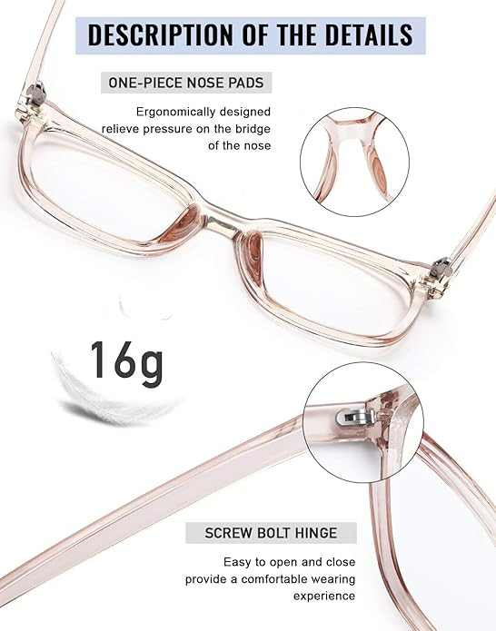 Natkalet Oversized Blue Light Glasses for Women & Men – Anti-Glare, Eye Strain Relief