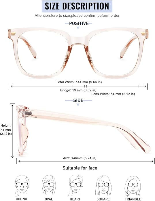 Natkalet Oversized Blue Light Glasses for Women & Men – Anti-Glare, Eye Strain Relief