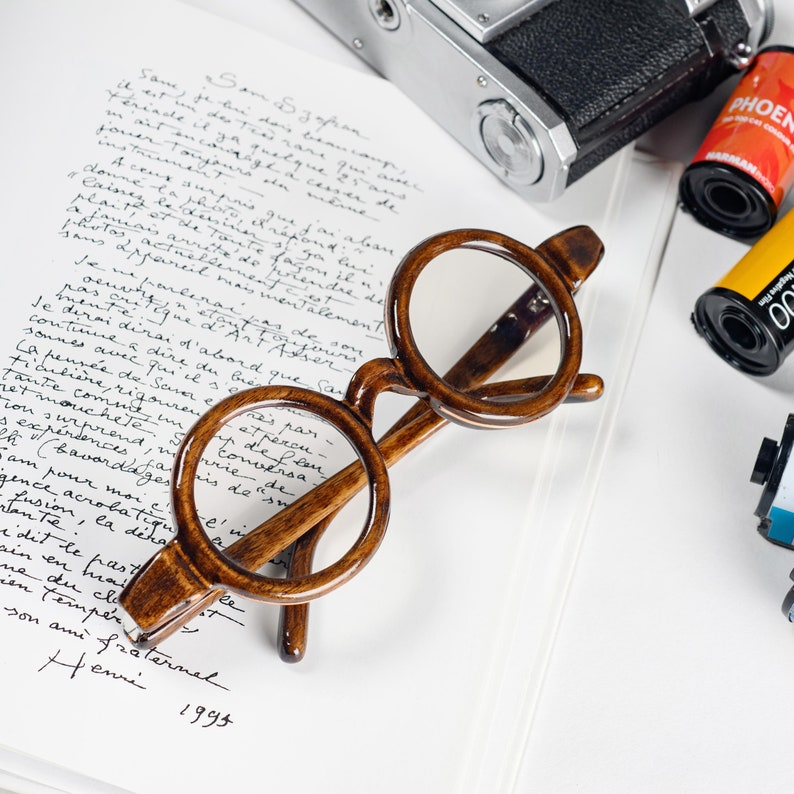 Wooden Reading Glasses with Copper Inlay