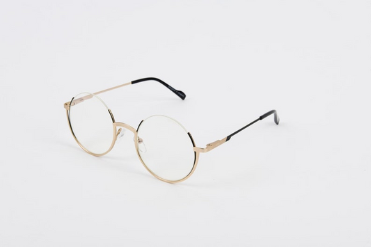 Handmade Gold Round Metal Supra Glasses for Men