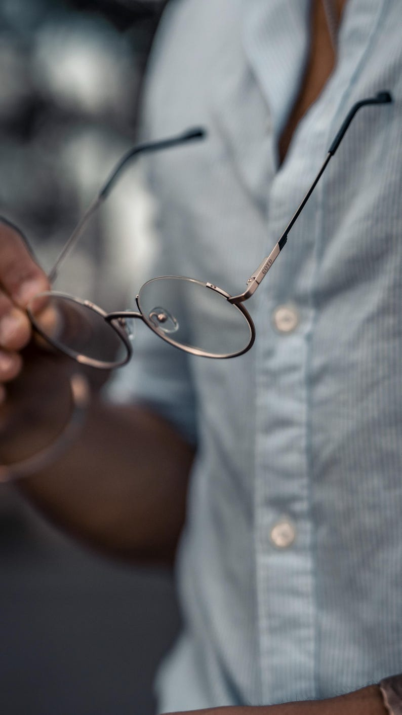 Handmade Gold Round Metal Supra Glasses for Men