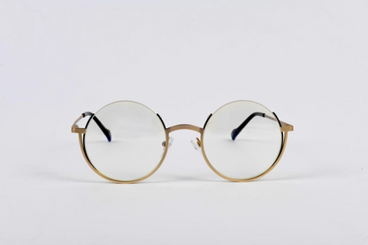 Handmade Gold Round Metal Supra Glasses for Men