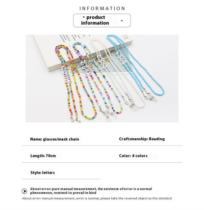Eyeglasses Chain Letter Chain Color Mix Necklace