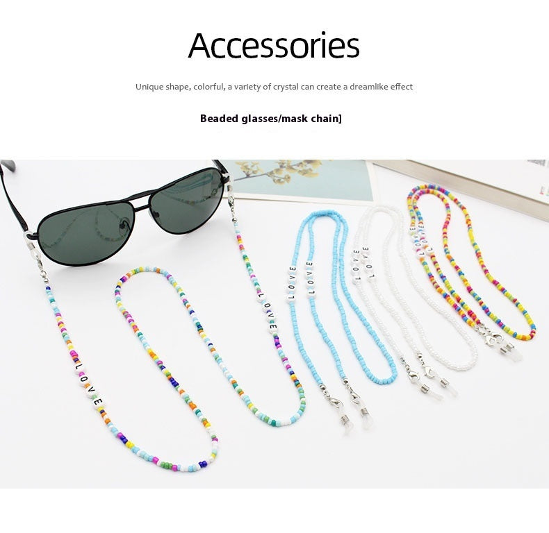 Eyeglasses Chain Letter Chain Color Mix Necklace