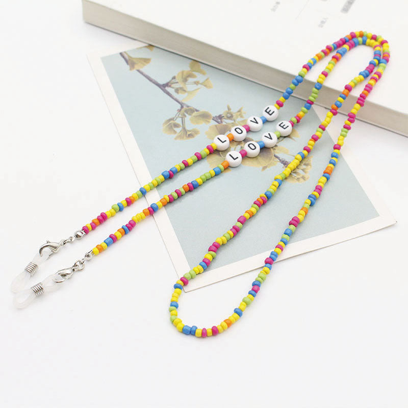 Eyeglasses Chain Letter Chain Color Mix Necklace