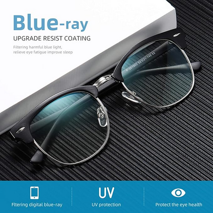 Natkalet Blue Light Glasses – Vintage Half Frame, UV & Eyestrain Protection