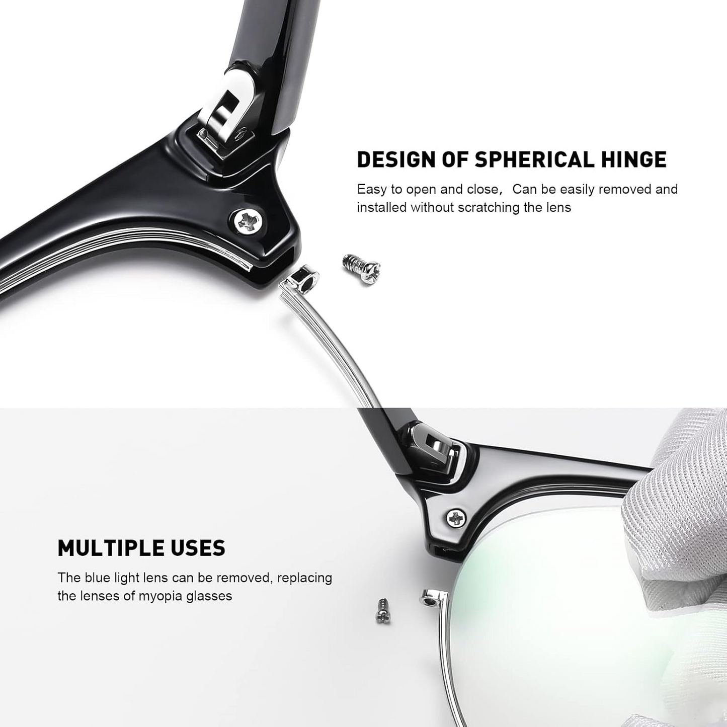 Natkalet Blue Light Glasses – Vintage Half Frame, UV & Eyestrain Protection