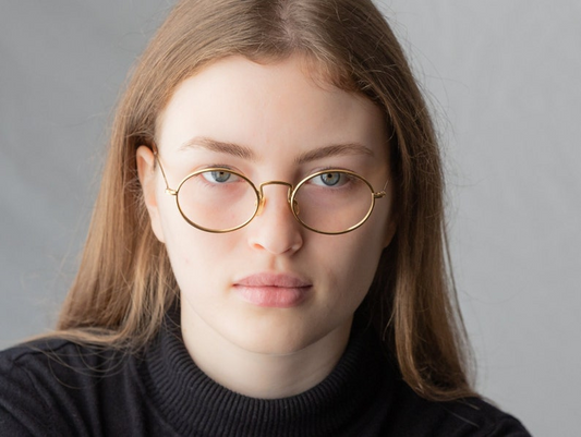 Natkalet vintage oval eyeglasses small gold metal
