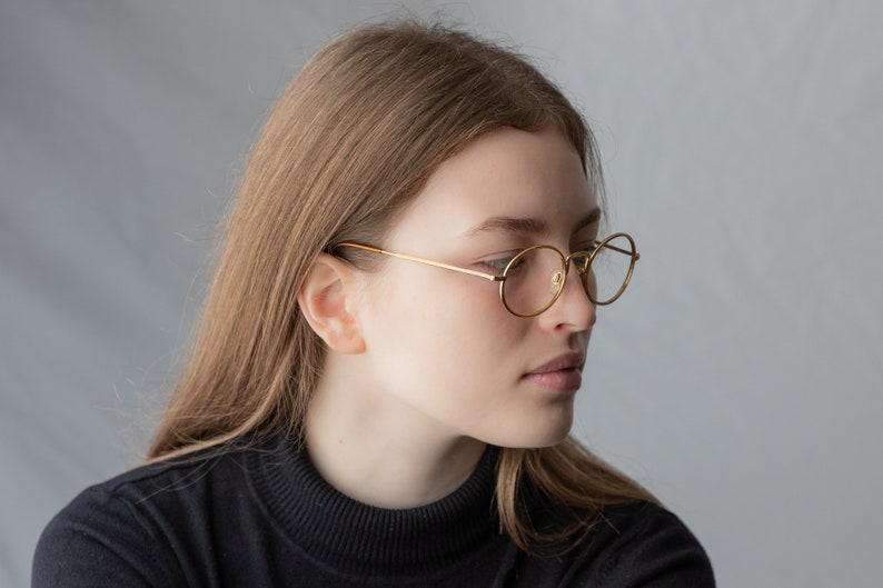 Natkalet vintage oval eyeglasses small gold metal
