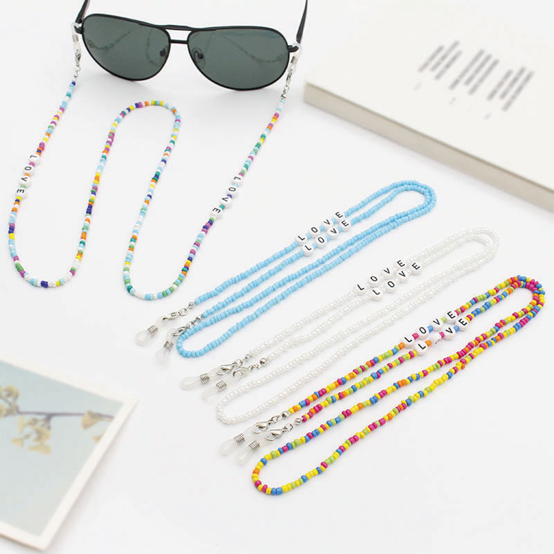 Eyeglasses Chain Letter Chain Color Mix Necklace